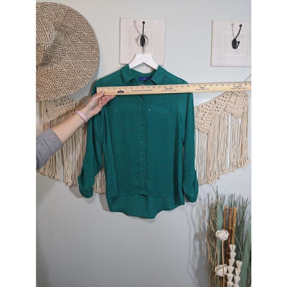 APT 9 Teal and Black Polka Dot LS Top - Picture 7 of 14